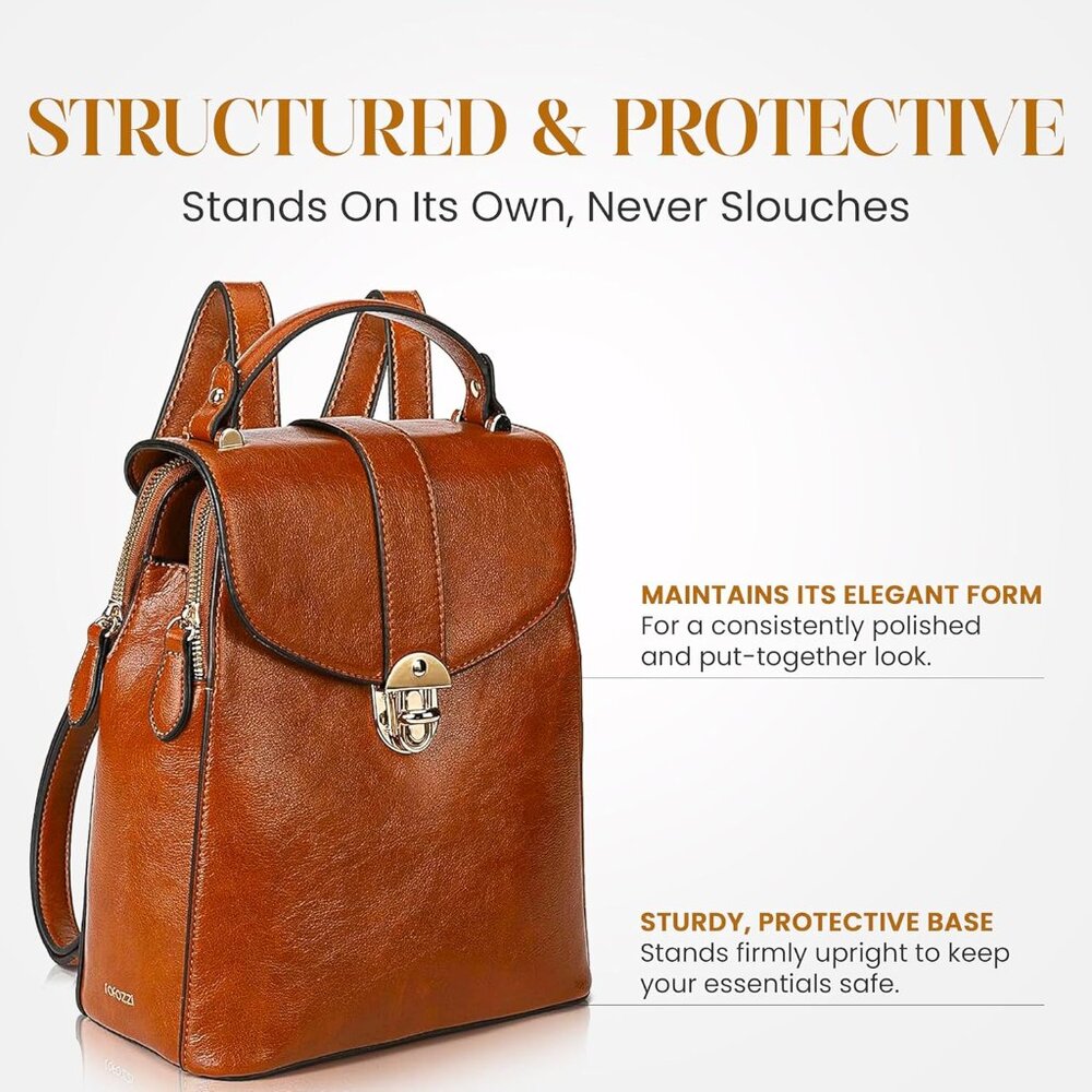 Stylish Compact Vegan Leather Backpack Handbag Wi… - image 3